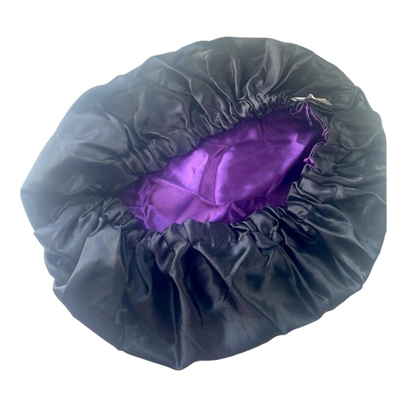 Other - Luxury Satin Bonnet – Black & Purple Reversible Hair Protection